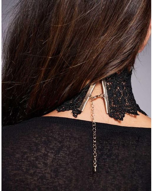 Gargantilla Negra Ancha Con Detalle De Encaje Para Halloween De ASOS de color Black