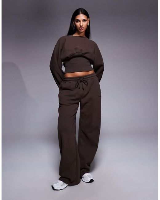 Kaiia Gray Exclusive Cotton Rich Extreme Oversized Sleeve Cinched Waist Sweatshirt Co-Ord