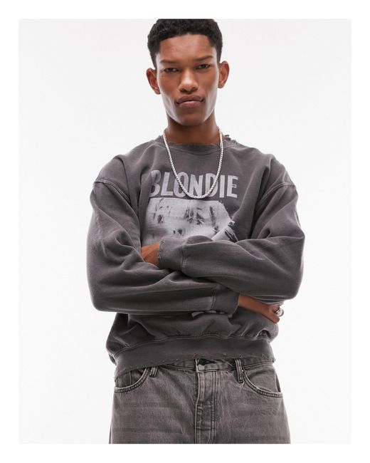 Topman Gray Oversized Sweatshirt With Blondie Print for men