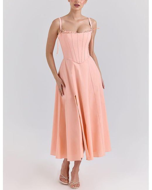 House Of Cb Purple Clarabelle Cotton Detachable Corset Midi Sundress