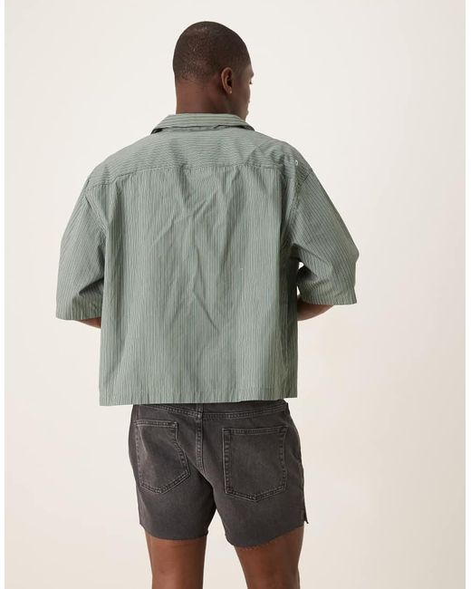 Pantaloncini Di Jeans Taglio Corto Slim Neri Con Strappi di ASOS in Green da Uomo