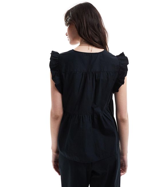 SELECTED Black Femme Co-ord Frilly Top