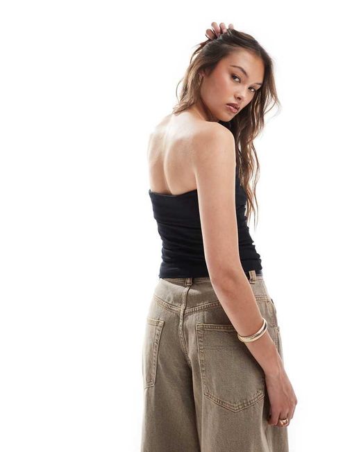 Brave Soul Black Cotton Jersey Bandeau Top