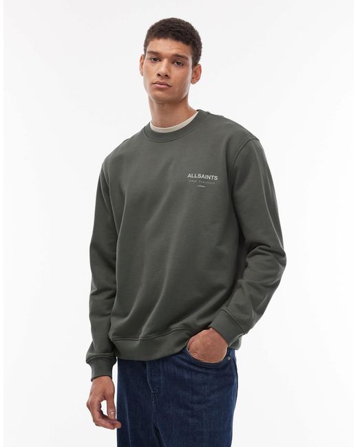 AllSaints Gray Underground Crew Neck Sweatshirt for men