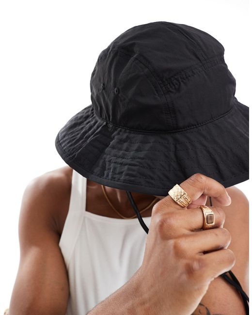 ASOS White 5 Panel Bucket Hat With Detachable Strap for men