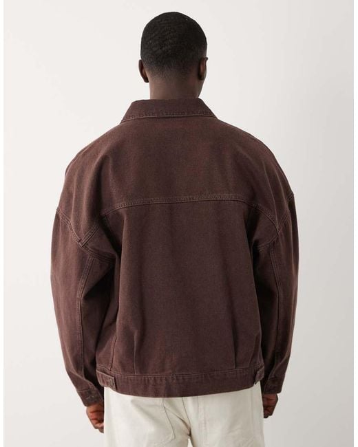 ASOS Brown Oversized Denim Trucker Jacket for men