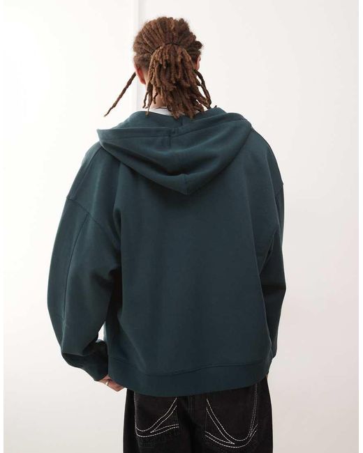 Felpa Squadrata Scuro Con Cappuccio E Zip di Collusion in Blue da Uomo
