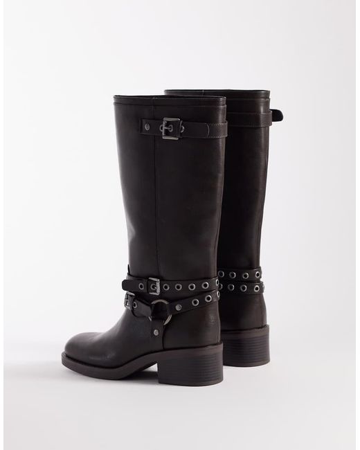 ASOS Black Curve Cassandra Eyelet Biker Boot