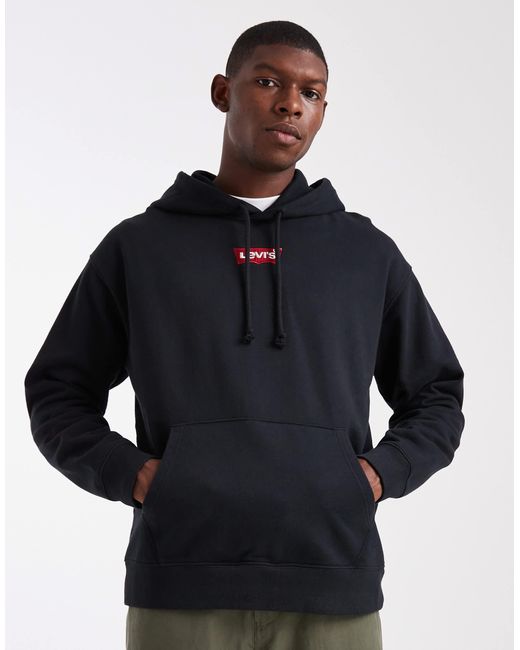 Levi's – locker geschnittener kapuzenpullover in Black für Herren