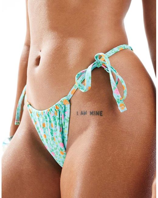 New Look White Ditsy Floral Tie Side Bikini Bottoms