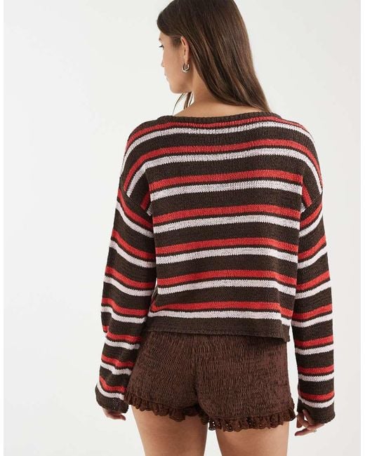 ONLY Red Long Sleeve Knitted Top