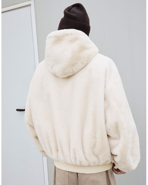 Bershka – kunstpelzjacke in Gray für Herren