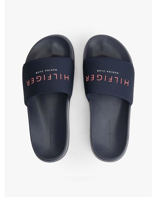 Tommy Hilfiger Blue Logo Pool Slides for men