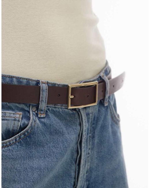 Levi's Blue Rectangle Buckle Leather Belt