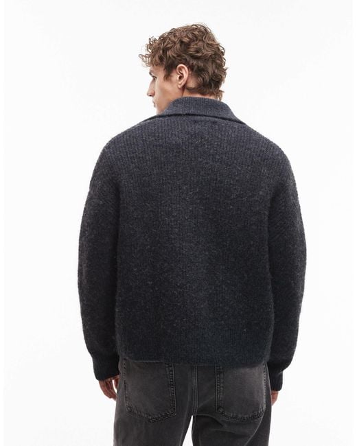 Weekday Blue Boxy Polo Knit Jumper for men