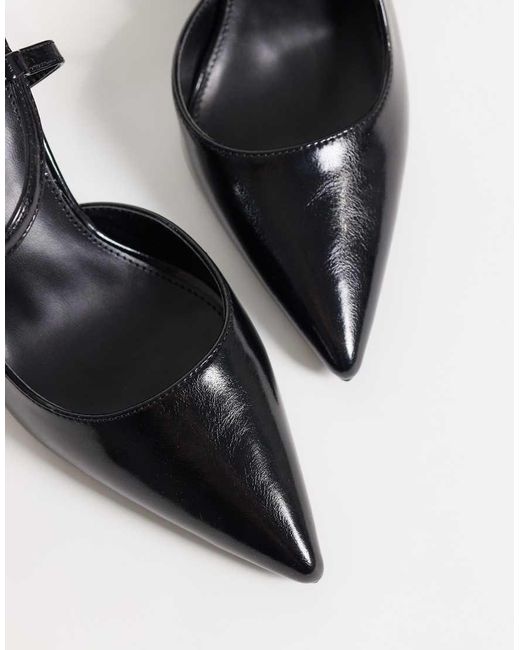 Raid Metallic Merrill Block Heeled Slingback Shoes With Pointed Toe