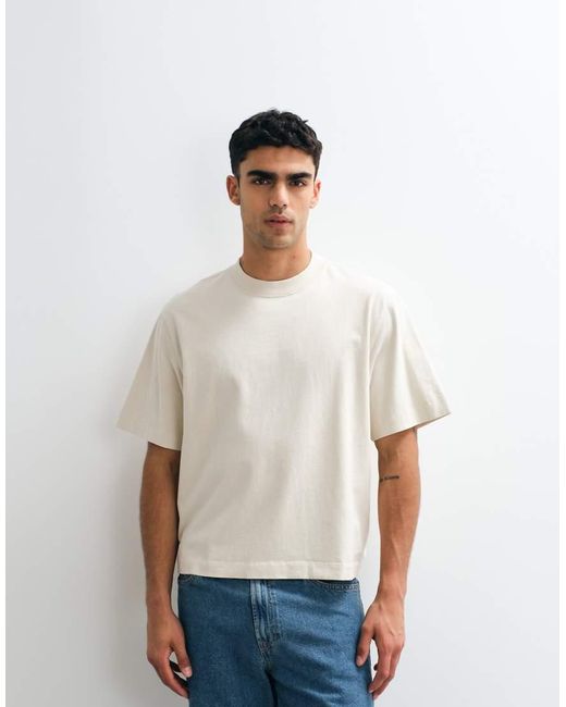 Abercrombie & Fitch White Cropped Premium Heavyweight T-Shirt for men