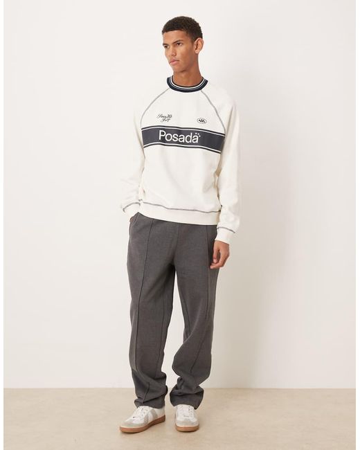 ASOS White Relaxed Sweatshirt With Text Print And Contrast Stitching for men