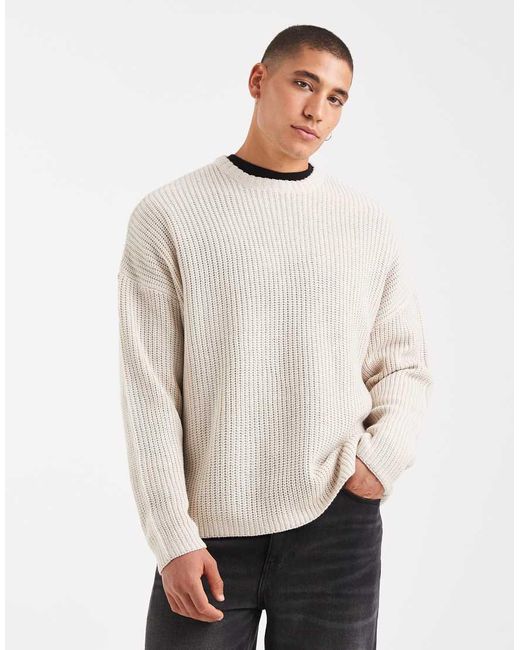Jersey Color Piedra Extragrande De Punto Inglés Acanalado De -Blanco Only & Sons de hombre de color White