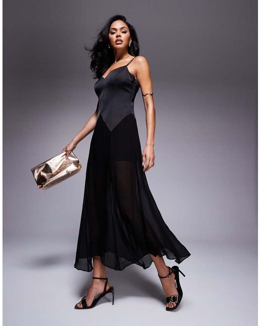 Forever New Black Organza Sheer Maxi Dress