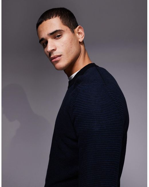 Aspoki - pull texturé Boss pour homme en coloris Blue