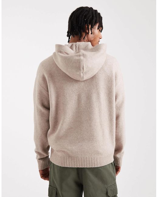 Jack & Jones Natural Fluffy Knitted Hoodie for men
