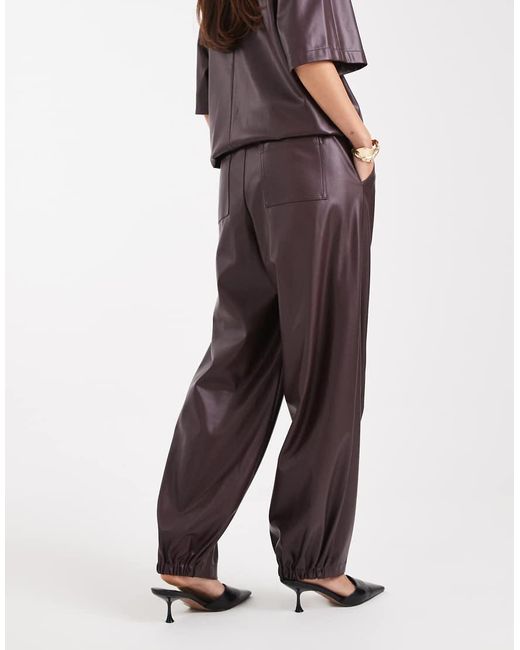 ASOS Multicolor Faux Leather Barrel Leg Pull On Pants