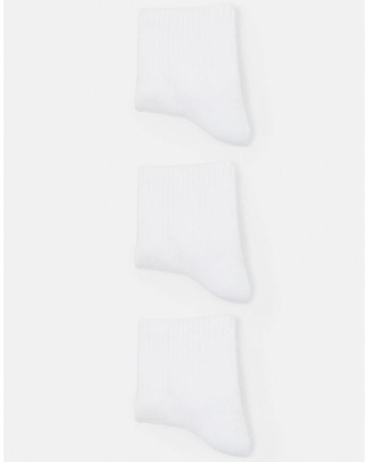 Pull&Bear White Pack Of 3 Mid-Calf Socks for men