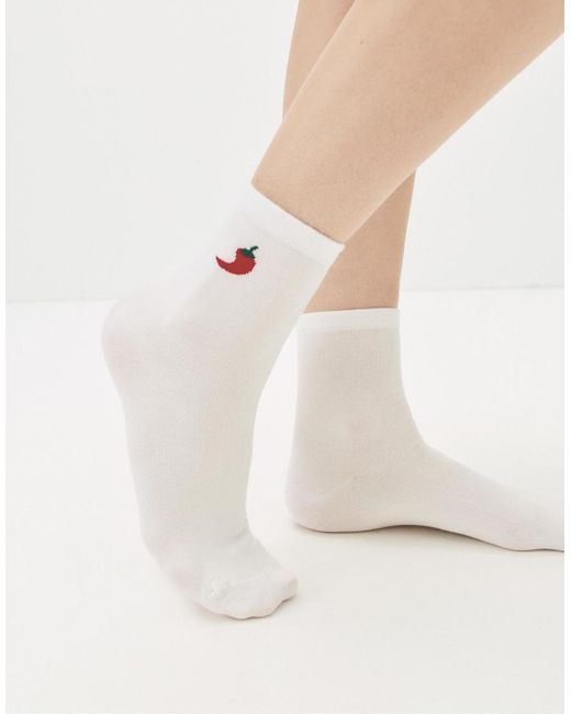 Pull&Bear Natural Chilli Embroide Socks