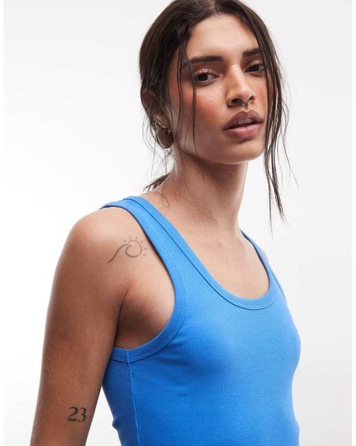 ASOS Blue Thick Binding Rib Scoop Neck Vest