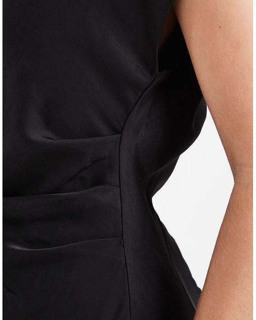 Vero Moda White Satin Drape Neck Cap Sleeve Maxi Dress
