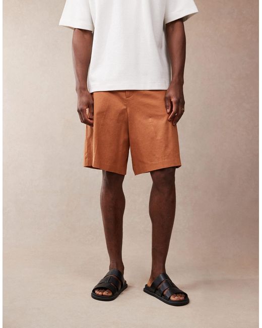 ASOS Natural Smart Linen Blend Bermuda Shorts for men