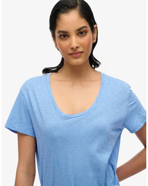 Superdry Blue Slub Midi Wrap Dress