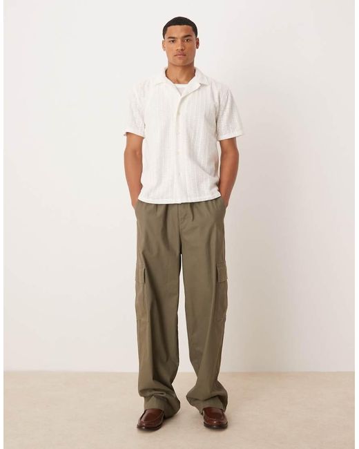 Abercrombie & Fitch White Cropped Short Sleeve Textured Shirt for men