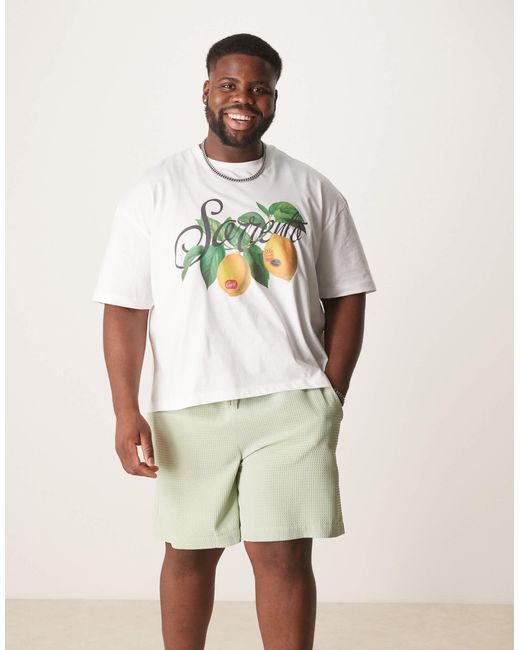 ASOS Natural Mid Length Waffle Short for men
