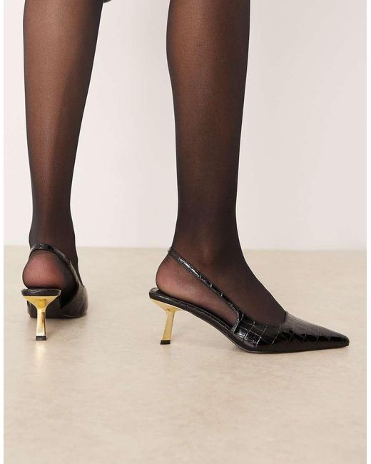Raid Brown Laura Kitten Heel Slingback Shoes