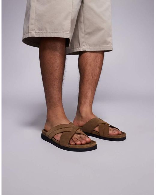 ASOS Multicolor Cross Over Strap Sandals for men