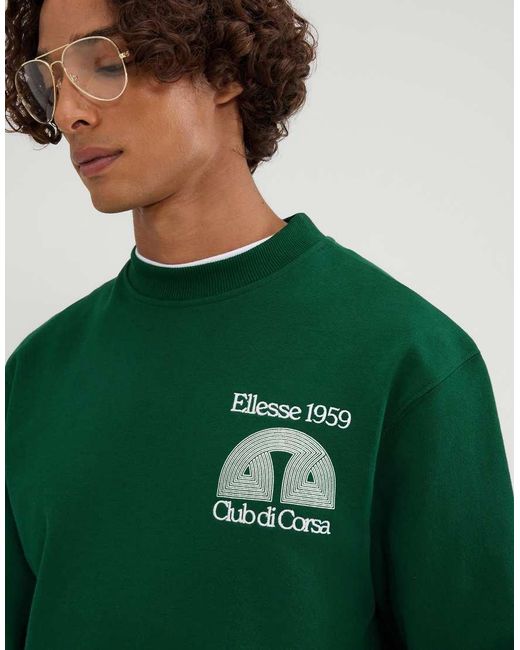 Ellesse Green Club Di Corsa Long Sleeve Graphic Sweatshirt for men