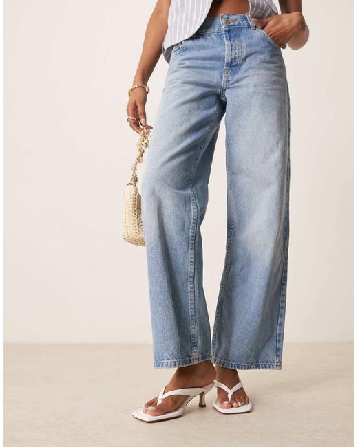 Asos Design Wide Fit Blue Hawaii Toe Thong Kitten Heeled Sandals