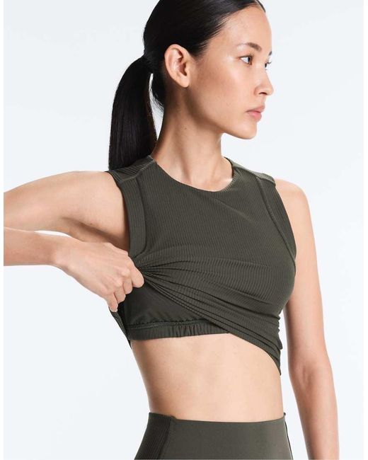 Oysho Green Sleeveless Rib Comfortlux Tank Top