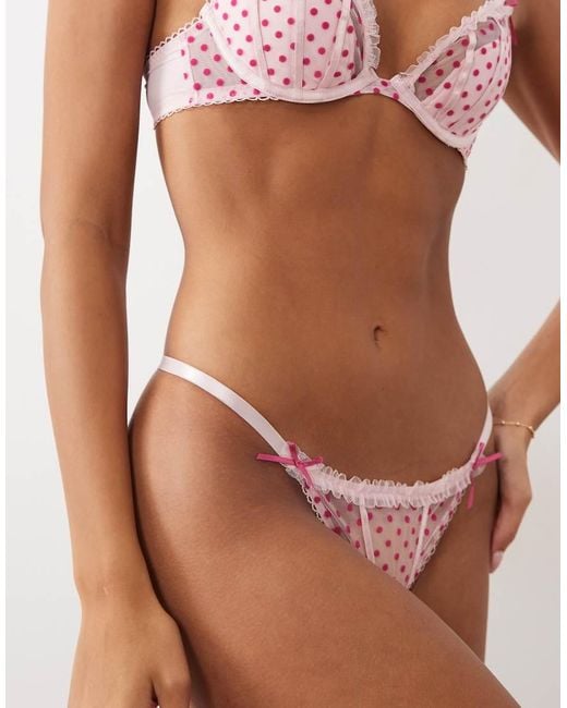 Ann Summers Brown Tease And Trouble Flocked Spot String Thong