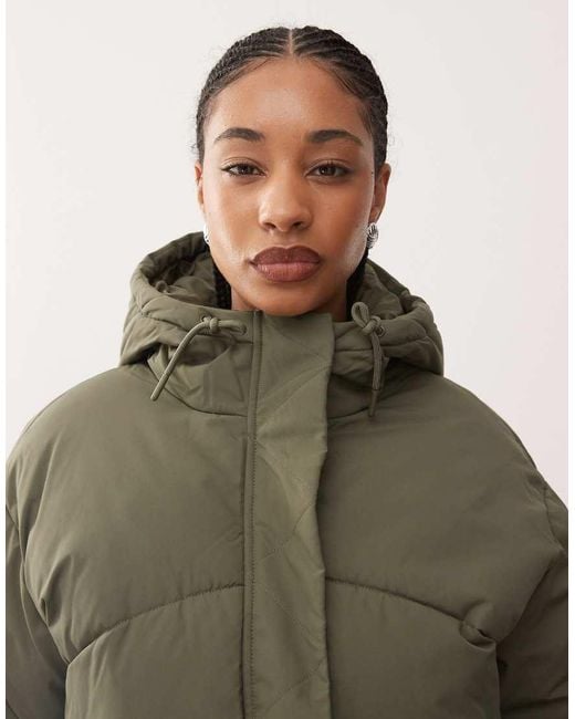 Noisy May Green Hooded Puffer Jacket
