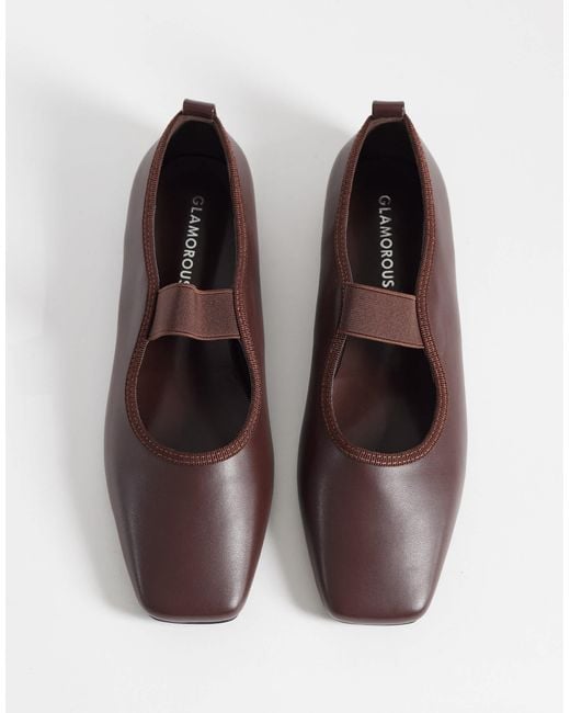 Glamorous Brown Square Toe Ballet Flats