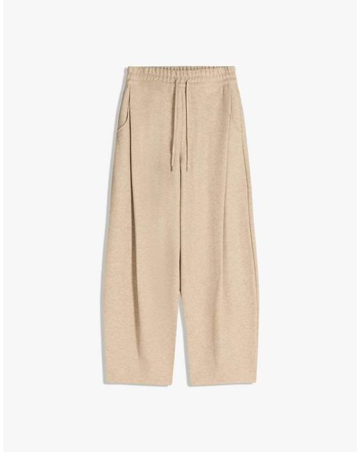 Bershka Natural Balloon Fit Felt Texture Trousers With Darts for men