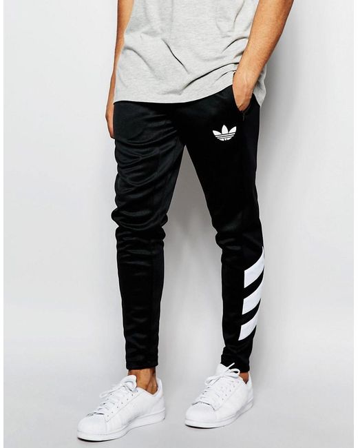 Adidas Originals Black Skinny Striped Joggers  for men