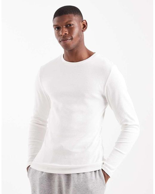 ASOS Basic Muscle Fit T-Shirt Met Lange Mouwen in het White voor heren