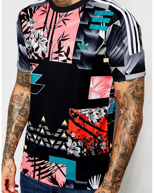 Adidas Originals Floral T-Shirt Aj7850 In Black For Men | Lyst
