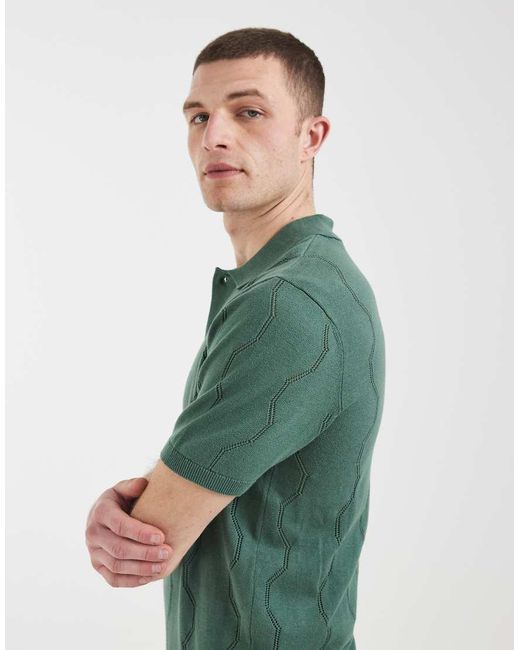 Blend Green 100% Cotton Regular Fit Knitted Polo for men