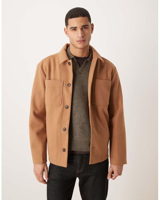 ASOS Brown Wool Look Shacket for men