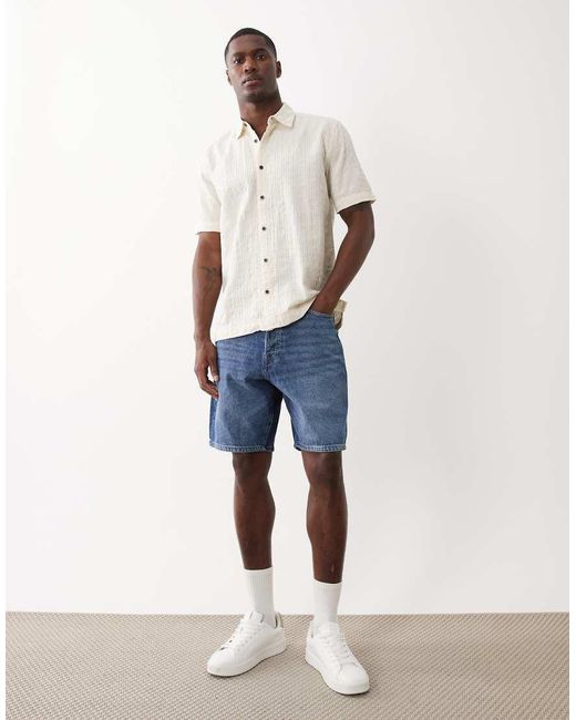 Only & Sons Natural Short Sleeve Textured Shirt for men
